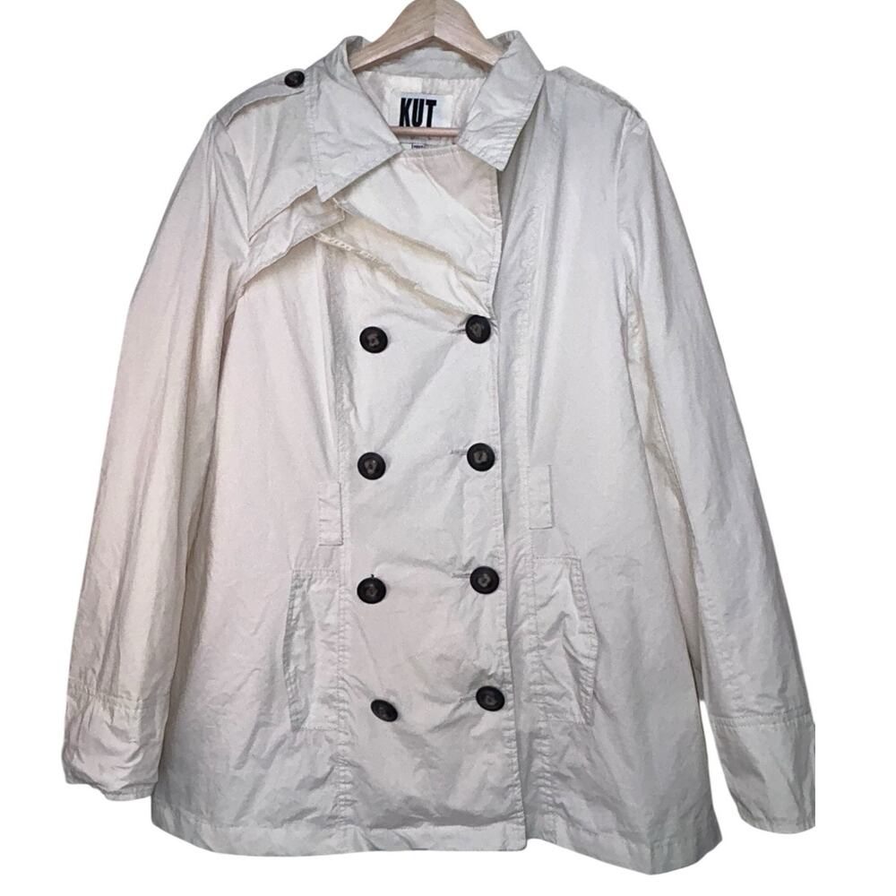 KUT from the Kloth Women's Rain Jacket Coat XL Beige Cream EUC
